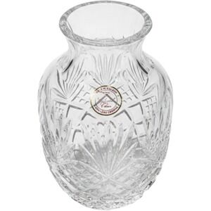 Crystal Clear 24% Lead Crystal Vase Made in Poland Pinwheel Cut Glass 6 Inch‎ P3